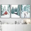 Рождественский плакат Canvas Painting Snow Forest Deer HD Print Wall Art для гостиной дома декор скандинавский рождественский подарки подарок