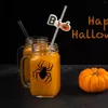 Wegwerpbekers rietjes 72 pc's feeststro decor cartoon dranken sap drinken wit karton Halloween papier gereedschap