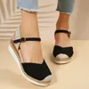 Sandals Women Closed Toe Wedge 2024 Summer Buckle Strap Gladiator Shoes Woman Fashion Espadrilles Platform Sandalias Mujer