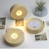 10 cm Circle Wood LED -lamphållare AAA -batteriet drivs 3D Tabellnatt Lampbasdisplay Stand för kristallharts Konstprydnader