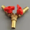 8/10/12mm Y Ball Valve Adapter Hose Barb Three 3 Way Brass Shut Off Pipe Fitting Connector Adapter For Fuel Gas Water Oil Air