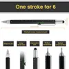 6in1 stylo capacitif multifonctionnel avec tournevis 1,0 mm recharge écran tactile tactile stylo de travail du travail du bois de travail