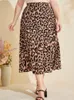 Leopard Printed Skirts for Women High Waist A Line Midcalf Vintage Elegant Beautiful Club Evening Causal Party Plus Size Outfit 240328