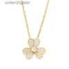 High -end Vancelfe Brand Designer Necklace v Gold Lucky Full Diamond Clover ketting voor vrouwen verguld met 18K rosé goud trendy designer merk sieraden