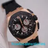 Zegarek Male AP nadgarstek Zegarek męski Royal Oak 26420Ro Black Disc Chronograph Rose Gold Watch Automatyczny mechaniczny Szwajcarski Luksusowy Sport Sports Watch Pełna średnica 43 mm