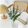 Decorative Flowers Wreaths 10Pcs Artificial Eucalyptus Leave Greenery Stems With Frost For Vase Home Party Decoration Outdoor Diy Drop Otqvi