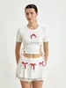 Sukienki robocze Fufucaillm 2-częściowe stroje Śliczna T-shirt Bandage Bandage i elastyczna mini spódnica na ubrania estetyczne streetwear