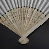 Decorative Figurines 30 Pcs/Lot 21cm White Color Fabric Hand Fan Silk Wedding Party Promotion Favor