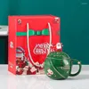 Tasses Cadeau de Noël Boîte à main en céramique Tasse en céramique avec cud