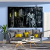 QDDECO Dark Halloween Tapestry Zombie Imprimé mur suspendu Mystery femme MEME CHEP TISSE TAPIZ Decoration