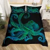 Octopus King Queen Duvet Cover Sea Life Bedding Set Ocean Animal 2/3pcs Quilt Cover Marine Mediterranean Style Comforter Cover