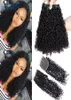 Lx marka moxika fumi Weave Weave Pixie Curls wiązki z zamknięciem Double Weft Remy Indian Pissy Curls ludzkie wiązki włosów z Closu3289718