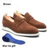 Casual Shoes Xebos Luxury Men's Penny Loafers Cow Suede Leather Brown Slip-On Sneakers For Party Office Work Mocassin Homme