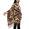 Grand boho bohème turc turque ethnique kilim foulard de style châle à gland chaud épais enveloppe navajo motif naufré