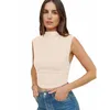 CAMISOS Tanks Factory Direct verkoop Fashion Seksy vrouwen kleding Turtleneck Mouwloze elegant vest Ruched All-matching Base Short Top