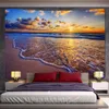 Heminredning Seaside Sunrise Art Print Tapestry Hippie Boho Psychedelic Scene Wall For Bedroom Living Room Tapiz