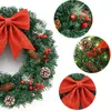 Decorative Flowers Pine Cones Christmas Wreath Frosted Branches Artificial Flocking Xmas Decor Red Berries Door Ornaments