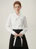 Women's Blouses FSLE French Elegant Style Lace-up Shirt For Women Spring Professional Commuting Sense Layered Top Female 24FS11123