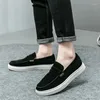 Casual Shoes Men Retro Loafers Spring Autumn Comfortable Sneakers Round Head Shallow Mouth Driving Reverse Suede Board