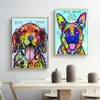 Bunte Graffiti Tierkunst Leinwand Malerei niedliches Hundeplakat und Drucke Wandkunst Bild für Kinder Wohnzimmer Wohnkultur