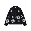 남자 재킷 패션 하이 스트리트 플로럴 청바지 재킷 스트리트웨어 꽃 프린트 데님 코트 느슨한 착용감 y2k 카우보이 외부웨어 탑