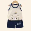 T-shirts kinderen sets voor kinderen kleren jongens meisjes vest pak zomer kinderen kleding baby katoen t-shirts shorts shorts tanktop mouwloze 240410