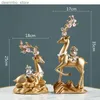 芸術と工芸品古い鹿の動物彫刻現代の家の装飾手工芸装飾カップルプラムブロッサム動物fiuresアクセサリーl49