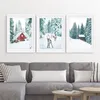 Рождественский плакат Canvas Painting Snow Forest Deer HD Print Wall Art для гостиной дома декор скандинавский рождественский подарки подарок