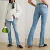 Jeans femminile femminile slitta in denim pantaloni lunghi pantaloni azzurri in cotone a vita alta jeans ultra-sottili adatti per Fe Spring 2024 C240411