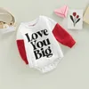 FOCUSNORM 0-4Y Toddler Baby Girls Boys T Shirts/Romper For Valentine's Day Letter Print Long Sleeve Jumpsuit/Sweatshirt