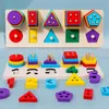 Montessori Wooden Educational Pré -escolar Toys Toys Baby Shapet Color Block Puzzles For Boys Girls 1 2 3 Brinquedos de empilhamento