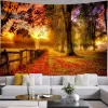 Forest Tapestry Rouge Maple Feuilles tombées Mur Tissu suspendu Pays naturel Décor de chambre à coucher maison Couverture murale