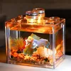 Kwarflish garnalen ecologische tank mini vissen tank goudvis emmer vis tafel klein acryl plastic aquarium micro landschap