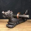 Decorative Figurines Pure Copper Dragon Boat Grinding Machine Traditional Chinese Pharmaceutical Equipment Accessories