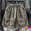 Herren Shorts 2024 Doppel 3D -Taschen Männer Frauen Kordelstring Multifunktionaler Vintage -Wash übergroße dicke Stoffhose