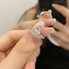 Кластерные кольца S925 Серебряное кольцо Уникальное и индивидуальное холодное модное легкое роскошное бриллиантовое циркон складные украшения