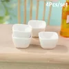 2/4PCS/Lot 1/12 Schaal Dollhouse Miniatuur Bowl Dish Wit Round Square Doll House Keuken Dining Accessoires Speelhuis Toys