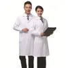 Docteur en manteau blanc à manches longues infirmières Suit professionnel Batte de laboratoire pour femmes hommes de travail de pharmacie