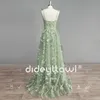 Robes sexy urbaines Dideyttawl Real Photos 3D Papillons 3D Sage Green Tulle Prom Robe 2024 Sweetheart A Line High Slit Fairy Evening Robe 240410