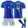 2223 Brazilië Away Game Blue 20 Vinicius 10 Neymar nr. 18 Jesus Jersey Set Football Team Kit