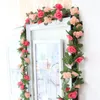 Flores decorativas de 250 cm de parede artificial da peônia pendurada 45pcs plantas falsas rosa branco para decoração de festa de casamento diy