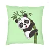 Kussen schattige panda klimt bamboe cover 45x45 Home Decoratieve 3D -print dierencartoonworpkoffer voor woonkamer twee zijde