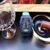 Tourbillon Watches Luxury Richa M Designer Fibre carbone Fibre Trendy Mens Loisure personnalisée Automatique mécanique Couvure NI50