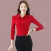 Camisa de mujeres blusa digna de mujeres sólida color sólido camisa formal