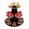 3層丸い段ボールカップケーキスタンドデザートタワートリートペストリーケーキサービングプラッターフードディスプレイ