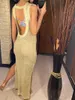 Casual Dresses Fashion Hollow Out Backless Wirchet Sticked Maxi Dress Beach Cover Up Long Wear Beachwear Female Women DV4509