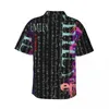 Casual shirts voor heren kleurrijke letter print shirt muziek noten elegante Hawaii mannen korte mouwen vakantie Koreaanse mode oversize blouses