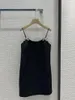 カジュアルドレス2024女性ファッションノースリーブチューブトップクリスタルボウサスペンダースモールブラックドレス0116