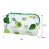 Schattige avocado make -up zakje helder PVC dames cosmetische tas jelly luxe handtassen koppeling make -up case waterdichte toilethozetters wastzakken