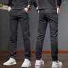 Men's Pants Autumn Trend Fashion Solid Color Denim Male Clothes All-match Comfortable Pockets Patchwork Slim Straight Trousers For Men